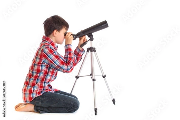 Obraz Boy with telescope