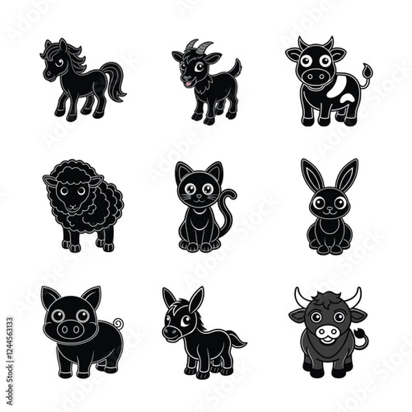 Obraz Domestic animals vector illustration