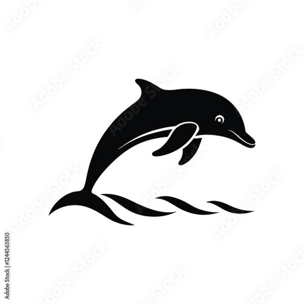 Obraz Jumping Dolphin silhouette vector illustration
