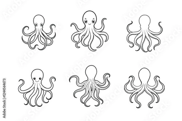 Obraz Octopus line art vector illustration icons
