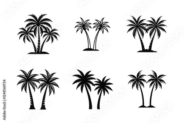 Obraz Palm trees silhouette vector illustration icons