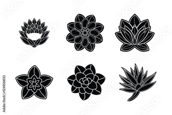 Obraz Set of flower silhouette vector illustration