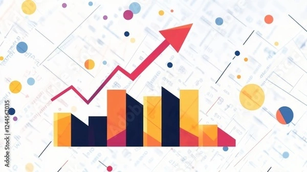 Obraz Growth chart, upward trend, financial success, data background, business presentation