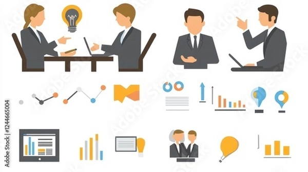 Obraz Business meeting, brainstorming ideas, office, data analysis, teamwork, presentation, website