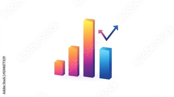 Fototapeta Rising bar chart graph, growth, progress, success, business, white background, infographic