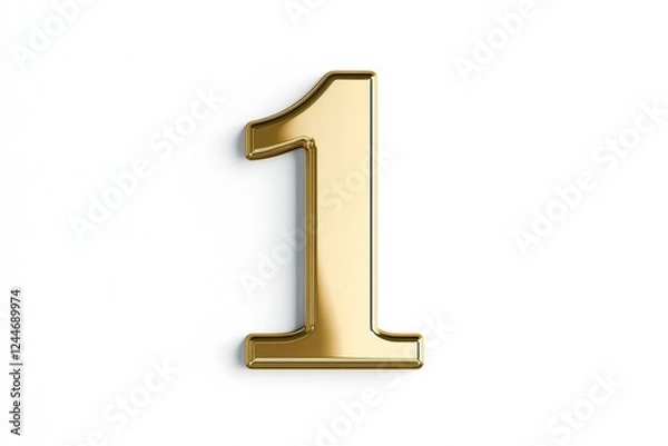 Fototapeta Gold number 1 is shown on a white background