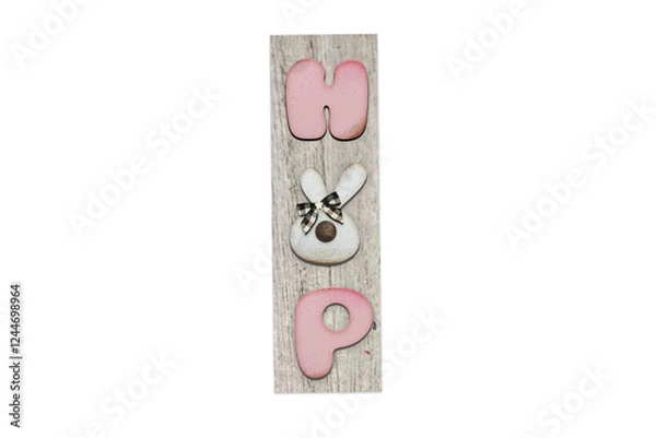 Fototapeta Easter banner with bunny. Easter Bunny Cute Vector illustration. Door hanger and door sign.