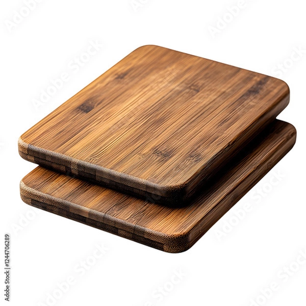 Fototapeta Eco-Friendly Bamboo Cutting Mats with Protective Padding Isolated on Transparent Background