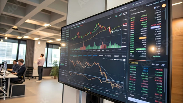 Obraz stock market chart, cryptocurrencies 