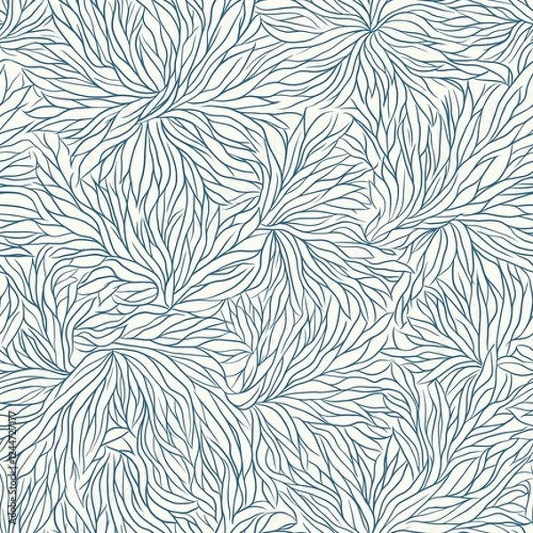 Obraz Elegant seamless floral pattern. Wavy vector abstract background. Stylish modern monochrome linear texture.