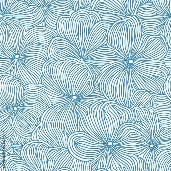 Obraz Elegant seamless floral pattern. Wavy vector abstract background. Stylish modern monochrome linear texture.