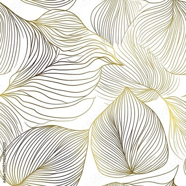 Obraz Elegant seamless floral pattern. Wavy vector abstract background. Stylish modern monochrome linear texture.