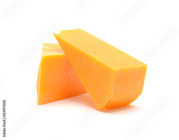 Fototapeta cheddar cheese isolated on white background