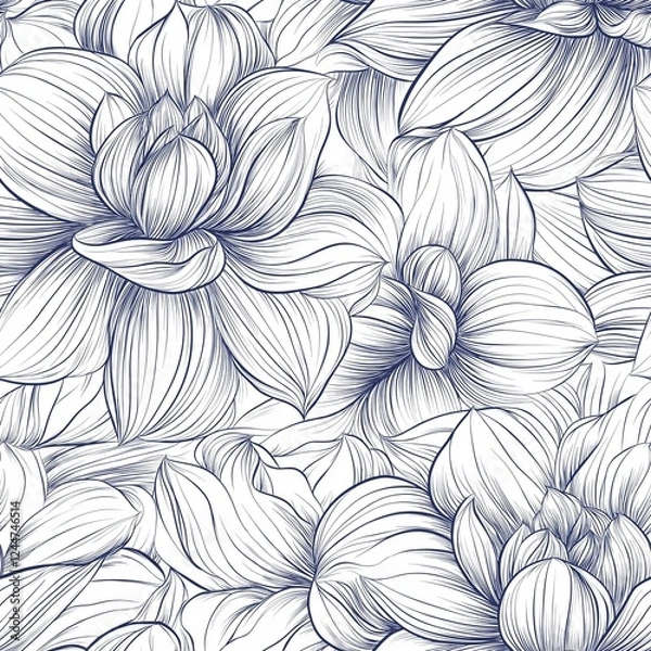 Obraz Seamless pattern with hand drawn flowers.