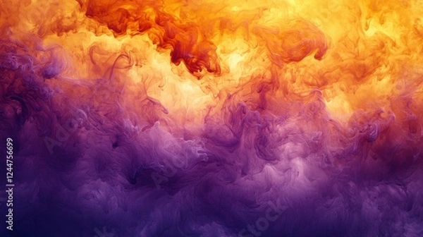 Fototapeta Abstract colorful cloud background with vibrant orange, purple, and yellow tones for creative projects, art, and design