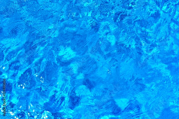 Fototapeta Abstract background water wave blue light in swimming pool