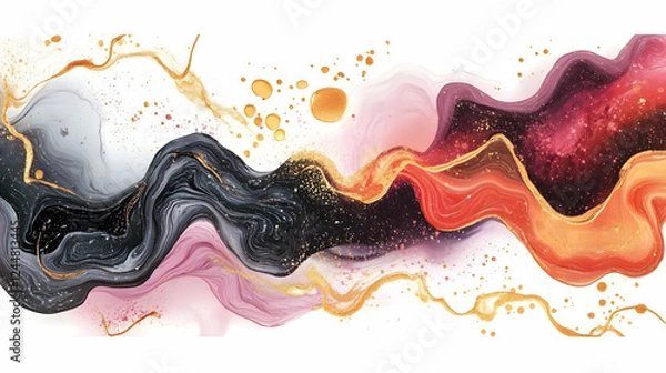 Fototapeta Abstract Marble Background Flows with Golden Accents and Vibrant Colors Beautifully