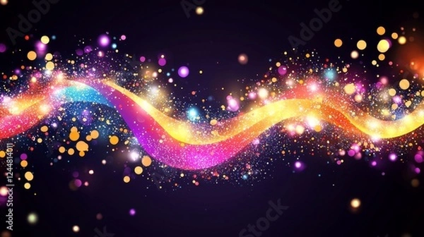 Fototapeta Abstract Representation of Bioluminescent Organisms on Dark Background