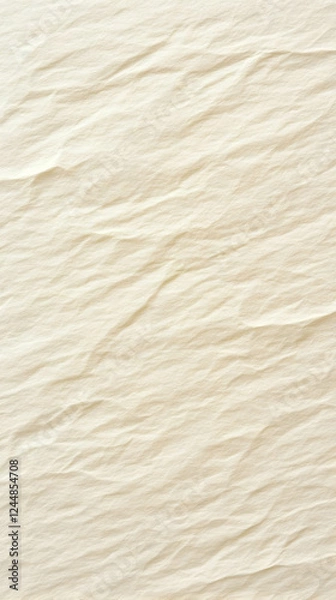 Fototapeta Close-up of crumpled beige fabric displays its texture and wrinkles gracefully.