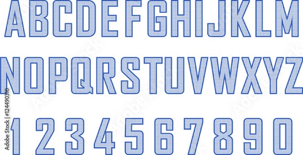 Fototapeta Blueprint style font vector set