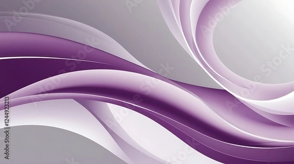 Fototapeta Elegant 3D abstract background featuring smooth, flowing purple waves and curves. A modern digital artwork with depth, movement, and a stylish, futuristic composition.

