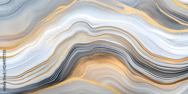 Fototapeta Abstract Liquid Marble Background with Golden Veins Beautifully Flows and Creates a Luxurious Texture