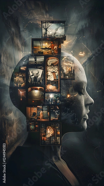 Obraz Interplay between Conscious and Unconscious Mind: A Visual Representation of Psychoanalysis Theory