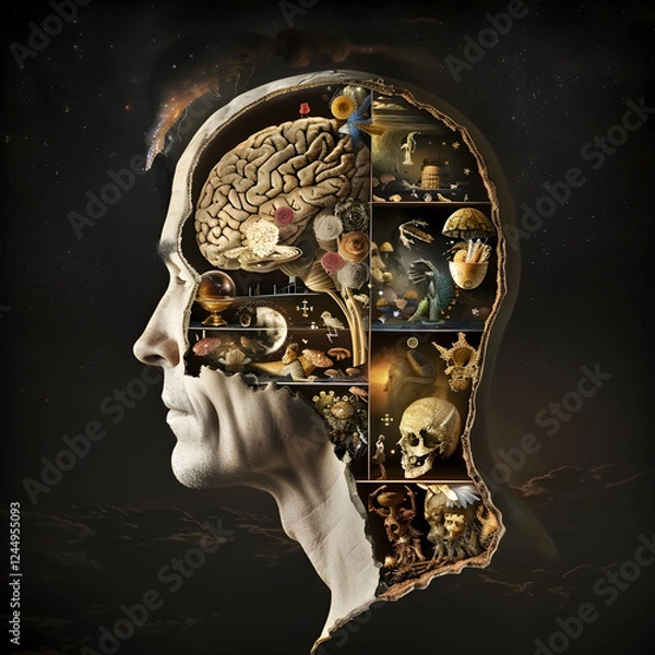 Fototapeta Interplay between Conscious and Unconscious Mind: A Visual Representation of Psychoanalysis Theory