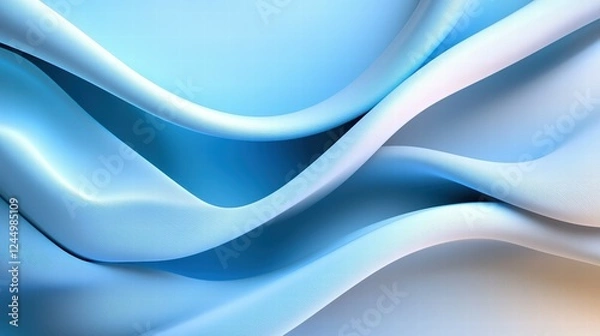 Fototapeta Soft Blue Waves of Fabric Creating an Elegant Fluid Background