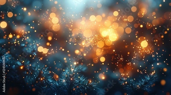 Fototapeta Soft focus Christmas bokeh for a festive and warm atmosphere.
