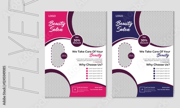Obraz Modern and minimalist beauty spa salon flyer  design template with women fashion parlor  flyer template vector illustration.  