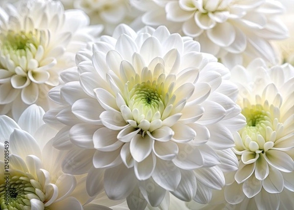 Obraz Macro Photography White Flowers, Pure White Bloom, Closeup Floral Images, White Background, Botanical Detail, Delicate Petals, High Resolution Flower Photo