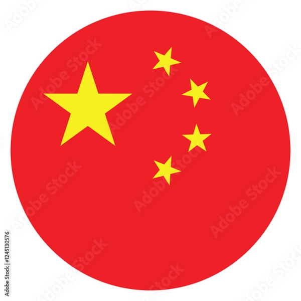 Fototapeta China flag. China circle flag logo icon computer vector illustration design