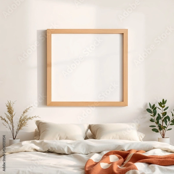 Obraz Picture frame in a bedroom mockup 