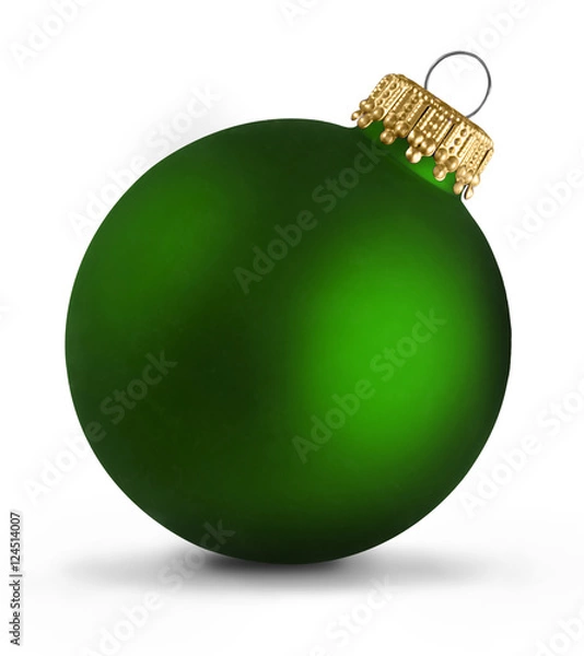 Obraz Green christmas ball over white background