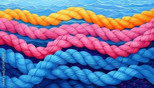 Obraz Team rope tied to sturdy node together.