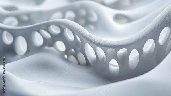 Fototapeta Abstract White 3D-Printed Structure