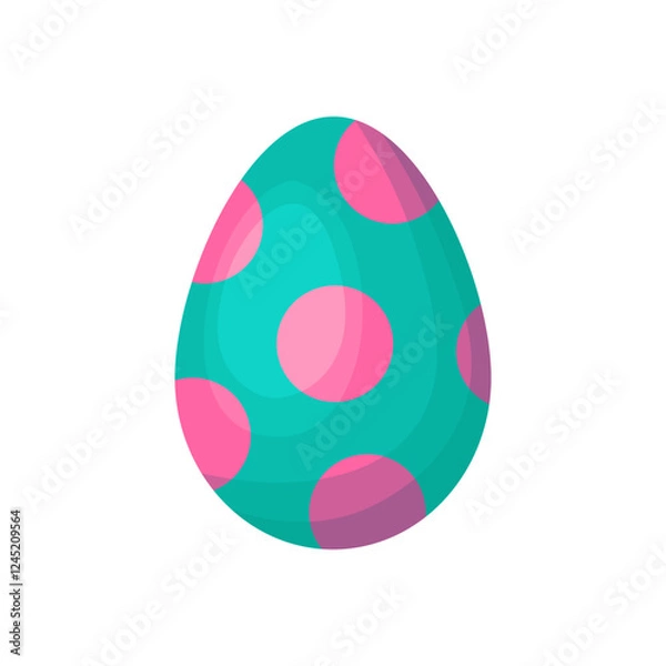 Fototapeta Polka Dot Easter Egg Clipart. In a hand-drawn style Turquoise egg color. Vector stock image isolated on white background.
