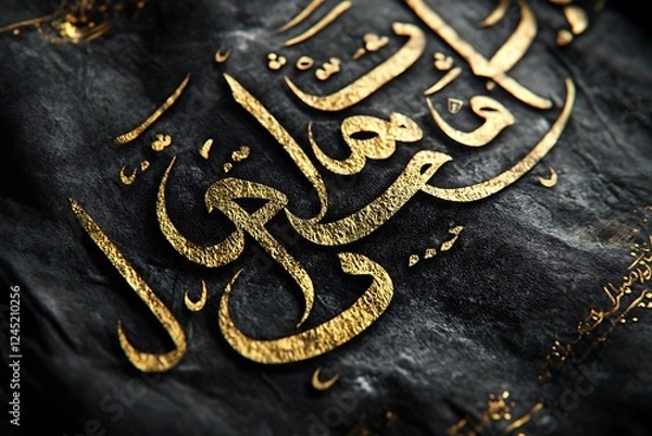 Obraz Black and Gold Islamic Calligraphy Digital Art with an Elegant Design.
