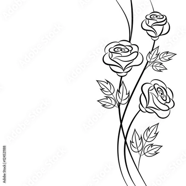 Obraz Simple floral background in black and white