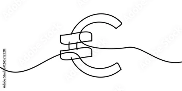 Fototapeta continuous line drawing of euro symbol. abstract line art illustration