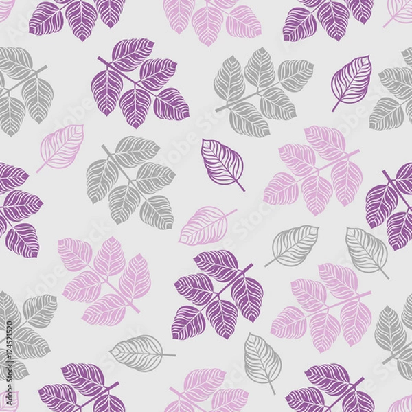 Fototapeta Seamless pattern with colored leaves.