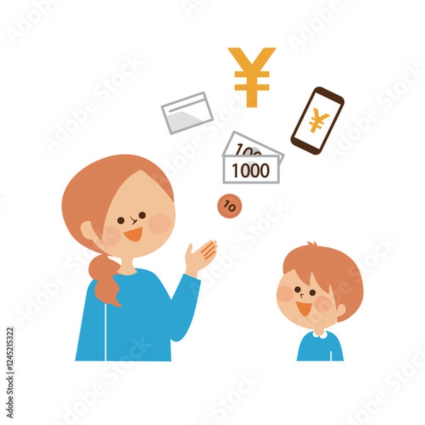 Obraz 子供とお金　教育イメージイラスト