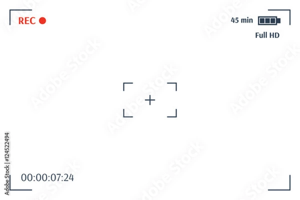 Fototapeta Camera viewfinder. Template focusing screen of the camera. Viewfinder camera recording. Video screen on a black background. vector