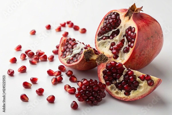 Fototapeta pomegranate isolated on white generative ai