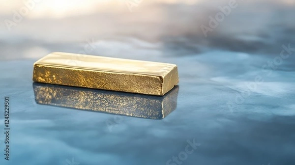 Obraz A golden bar resting on a glossy surface, with a soft reflection adding to the luxurious feel of the shot.