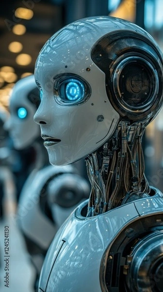 Fototapeta Modern Robotic Process Automation with Futuristic Android Design