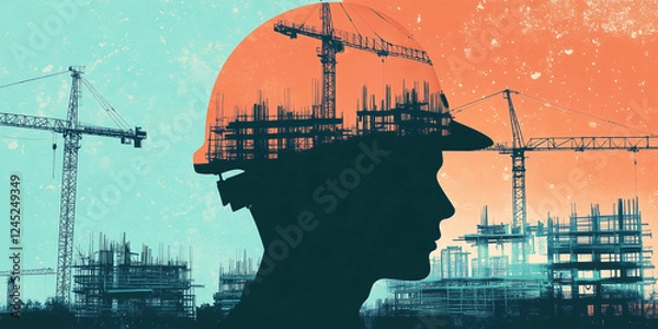 Fototapeta Construction firms are addressing worker mental health by integrating support systems