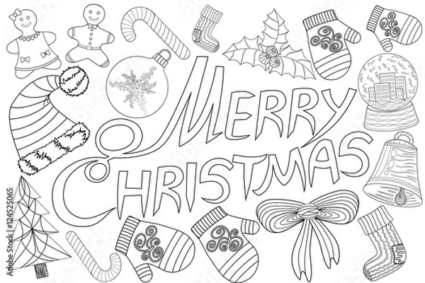 Fototapeta Merry Christmas Lettering Design. Vector illustration EPS10