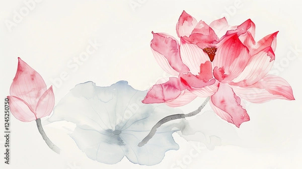 Obraz Zen and chinese style lotus art	